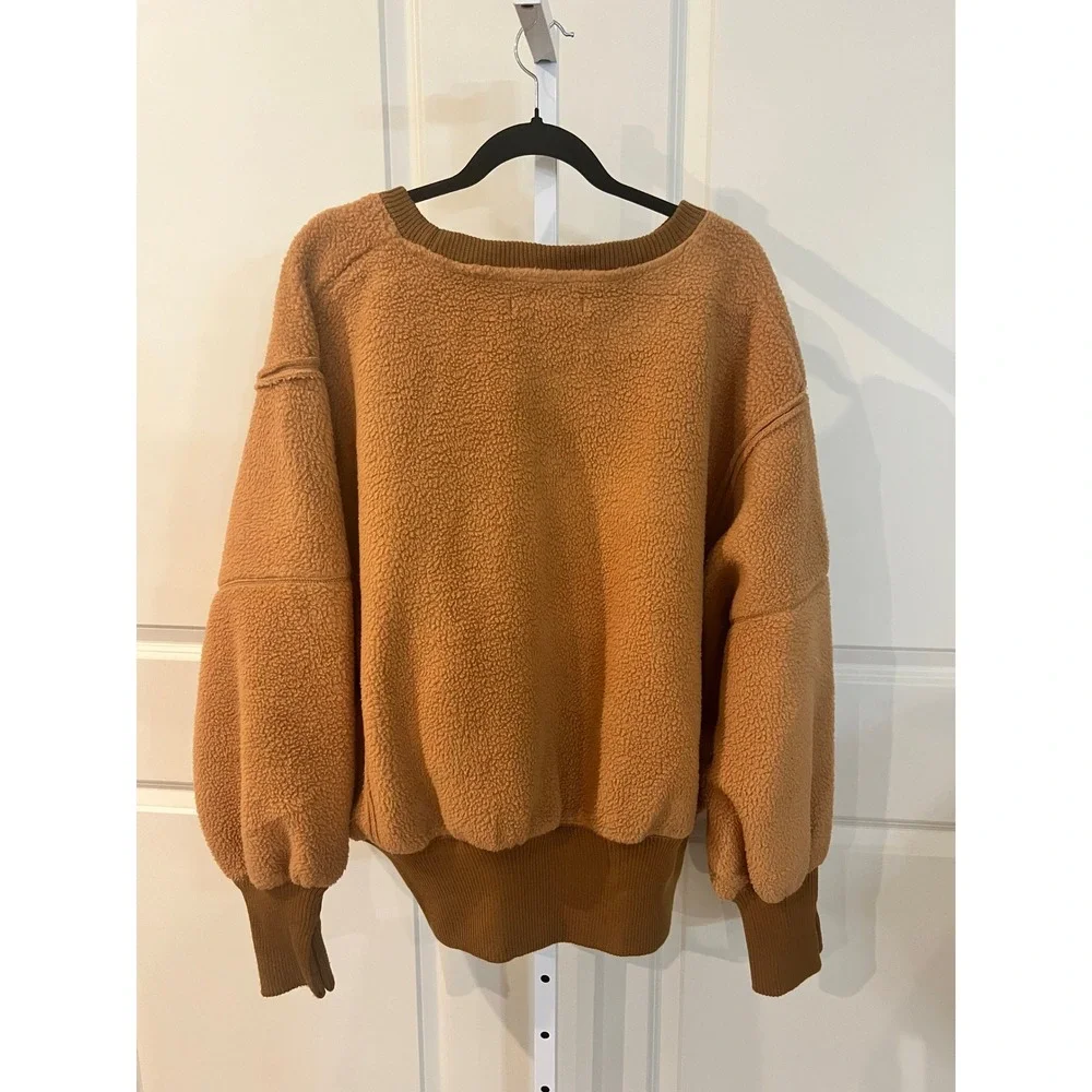 Free People We The Free Cozy Camden Sherpa Brown Fleece Sweatshirt Womens Small